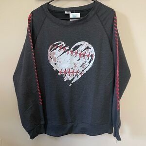 Beautiful Heart Baseball Softball Pullover- Gray and Red